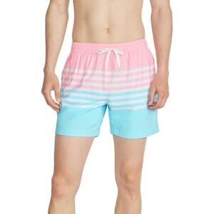 Chubbies Men's On The Horizon Lined Classic Swim Trunks Pink Blue‎ Stripe- 2XL